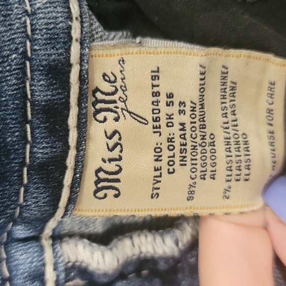 Miss Me Blue Straight Leg Jeans with Silver Embellishments - Picture 11 of 16